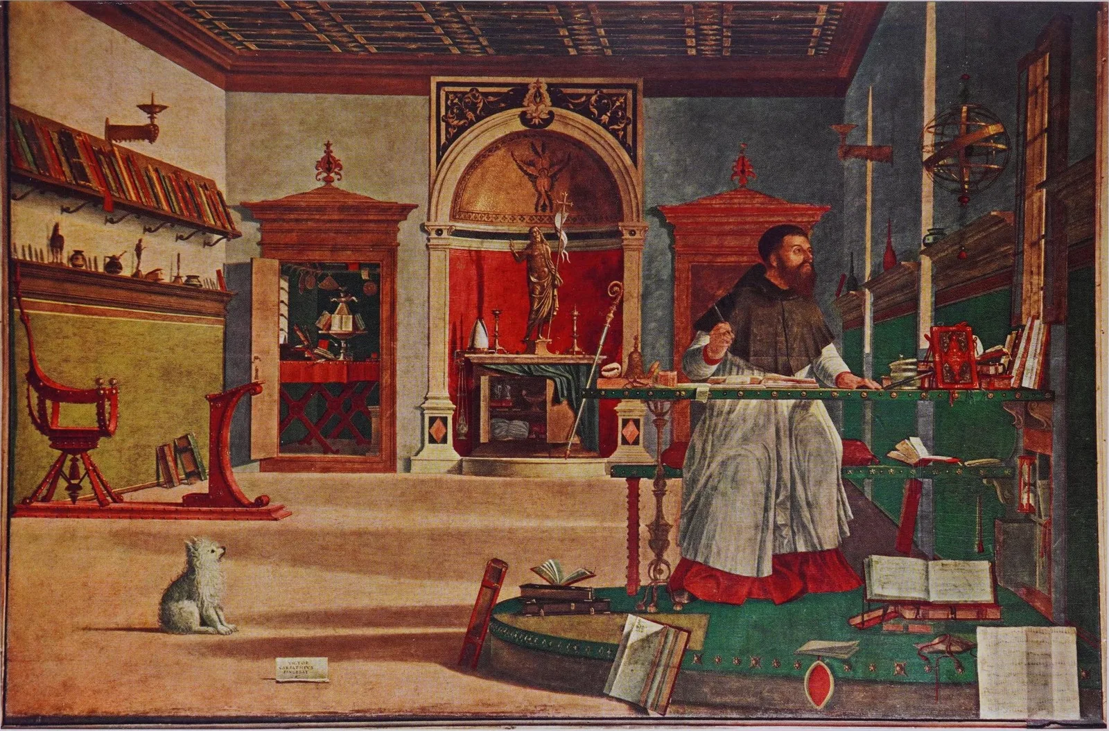 Vittore Carpaccio, "St. Augustine in His Study", c. 1502. Scuola di San Giorgio degli Schiavoni, Venice.